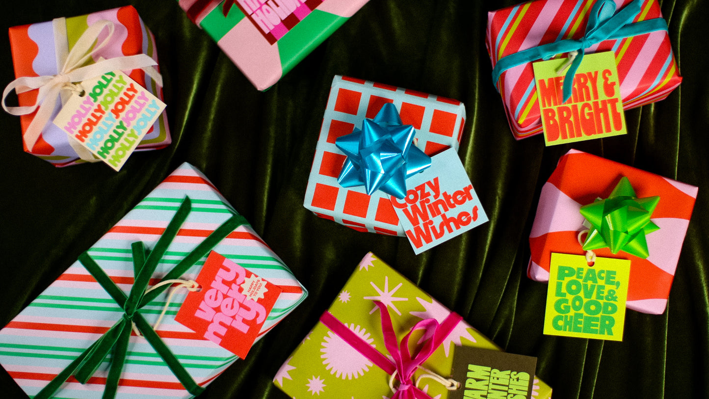 FUNKY HOLIDAY GIFT TAG SET // 12 tags + twine