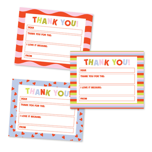 SWEETNESS KIDDO CARDS: Set of 12 Fill-in-the-Blank Thank You Notes