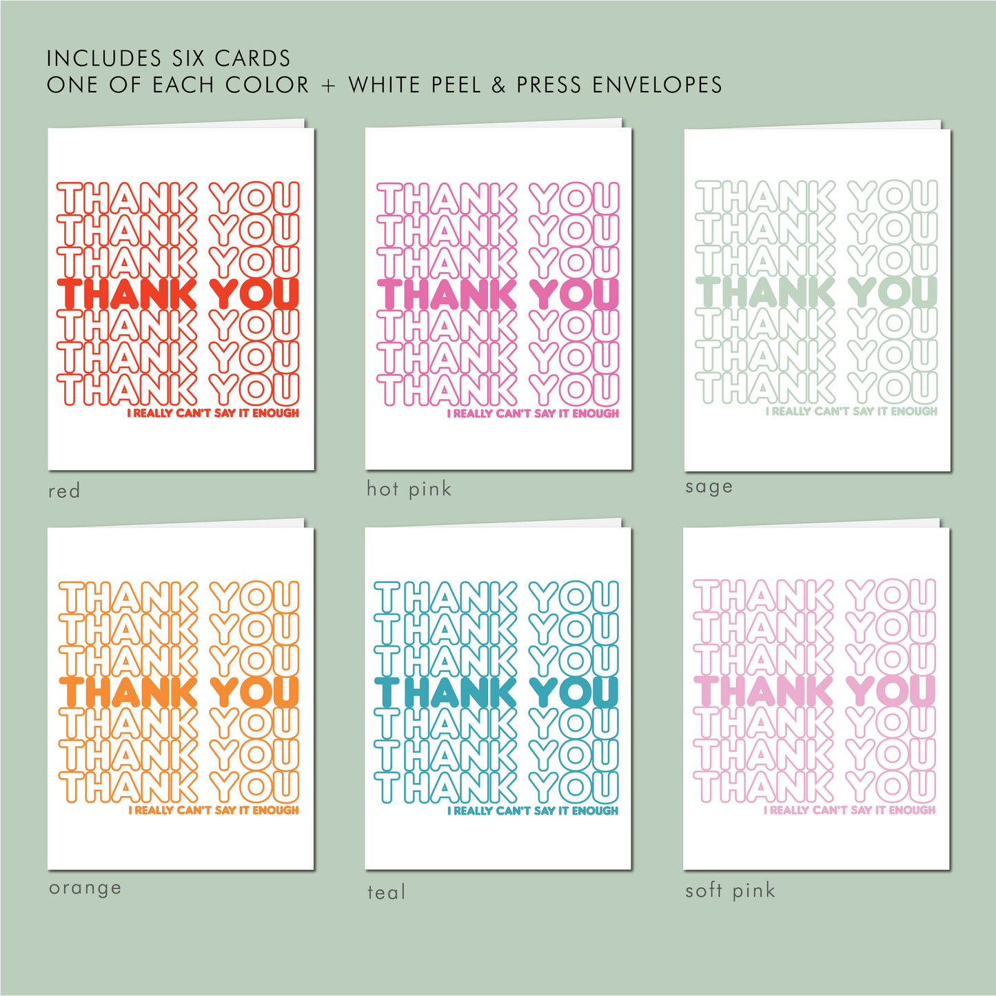 THANK YOU: Boxed Set of 6 Cards