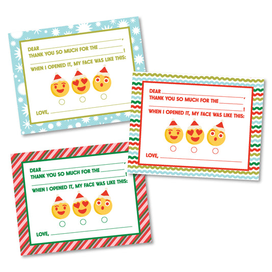 HOLLY JOLLY KIDDO CARDS: Set of 12 Fill-in-the-Blank Thank You Notes