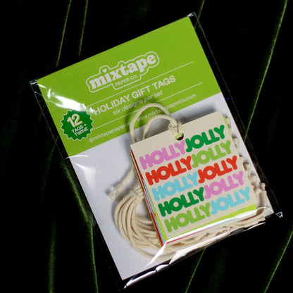 FUNKY HOLIDAY GIFT TAG SET // 12 tags + twine