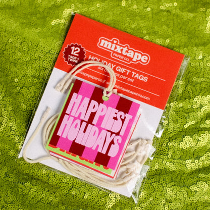 GROOVY HOLIDAY GIFT TAG SET // 12 tags + twine