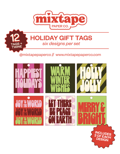 GROOVY HOLIDAY GIFT TAG SET // 12 tags + twine