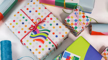 Load image into Gallery viewer, DOTS + SWIRLS REVERSIBLE GIFT WRAP
